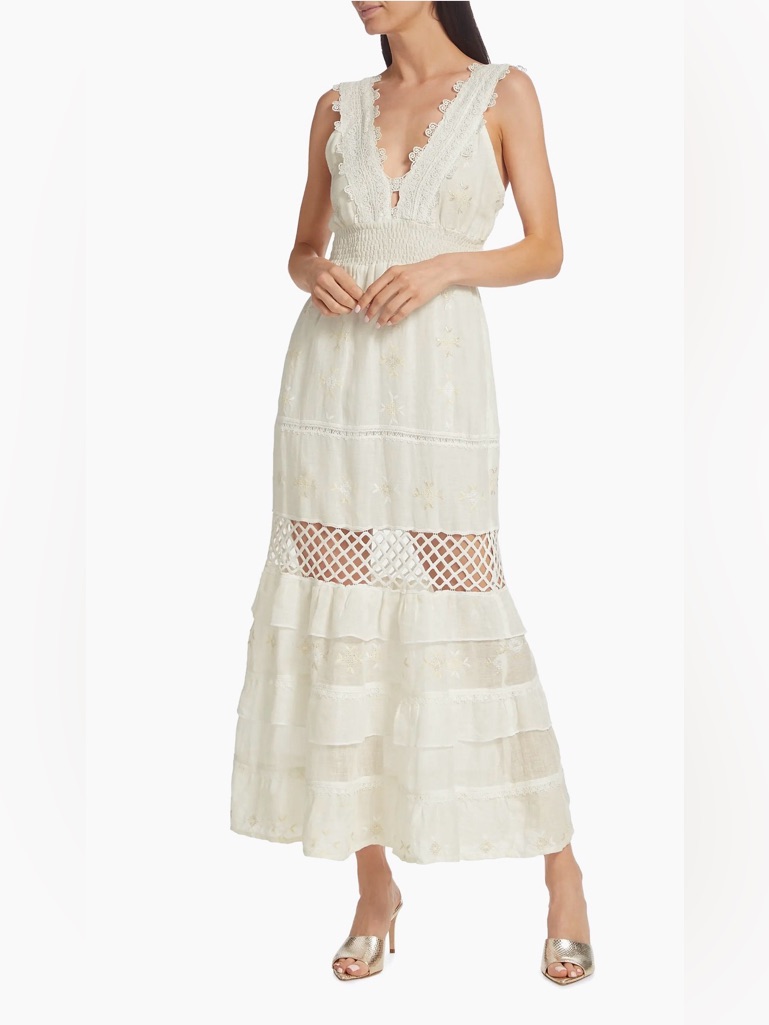 Queen Moda Marilina Maxi Dress Natural New With Tag Size Small